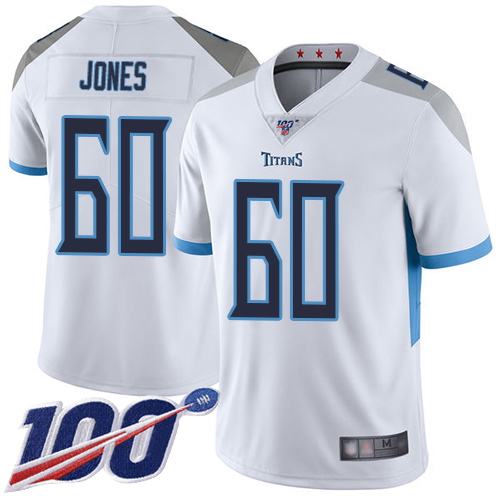 Tennessee Titans Limited White Men Ben Jones Road Jersey NFL Football #60 100th Season Vapor Untouchable->youth nfl jersey->Youth Jersey
